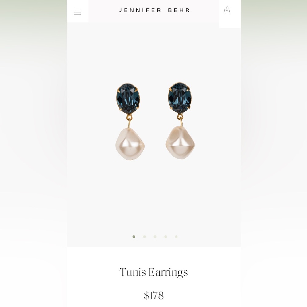 Jennifer Behr Tunis Sapphire Pearl Earnings: brand new, never worn